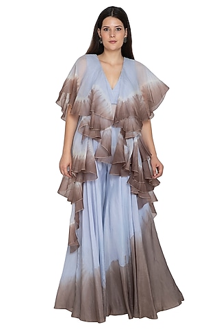Sky Blue Tie-Dye Top With Palazzo Pants by BLONI